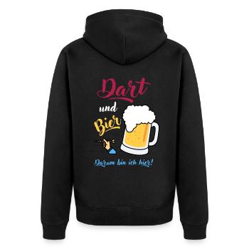 Dart und Bier Dartspieler Dartscheibe Geschenk - Unisex Premium Bio Zip Hoodie - Schwarz - Hinten - Nico (187cm)