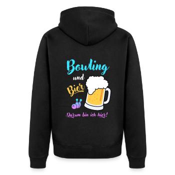 Bowling Bier Spruch Geschenk Bierliebhaber Bowler - Unisex Premium Bio Zip Hoodie - Schwarz - Hinten - Nico (187cm)