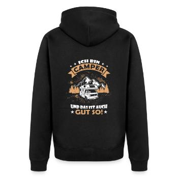 Wohnmobil - Ich bin Camper - Unisex Premium Bio Zip Hoodie - Schwarz - Hinten - Nico (187cm)