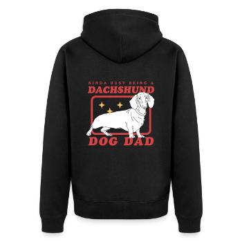Dachshund Dad | Dackel Hundebesitzer Geschenk - Unisex Premium Bio Zip Hoodie - Schwarz - Hinten - Nico (187cm)