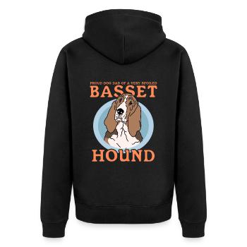Basset Hound Papa Propriétaire de chien Propriétaire Cadeau - Veste à capuche bio Premium Unisexe - noir - Dos - Nico (187cm)