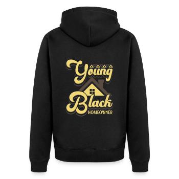 Young Black Homeowner Hausbesitzer Hausbau Bauherr - Unisex Premium Bio Zip Hoodie - Schwarz - Hinten - Nico (187cm)
