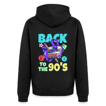 Cassette de fête à thème des années 90 des années 90 - Veste à capuche bio Premium Unisexe - noir - Dos - Nico (187cm)