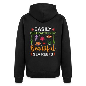 Easily Distracted By Beautiful Sea Reefs - Marine - Unisex Premium Bio Zip Hoodie - Schwarz - Hinten - Nico (187cm)