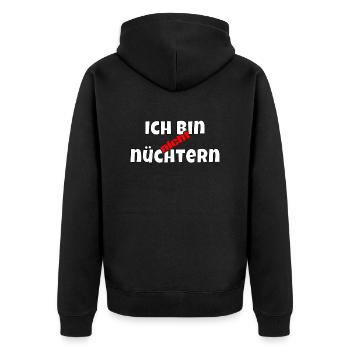 Ich bin nicht nüchtern - Unisex Premium Bio Zip Hoodie - Schwarz - Hinten - Nico (187cm)