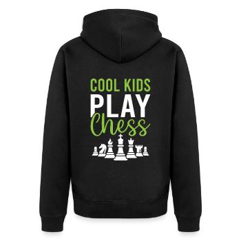 Cool Kids Play Chess - Checkmate Chess Player - Unisex Premium Bio Zip Hoodie - Schwarz - Hinten - Nico (187cm)