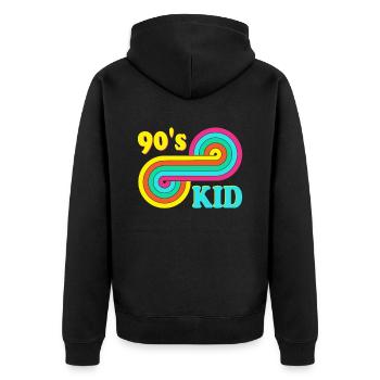 90s Outfit Party 90's MottoParty 1990 - Unisex Premium Organic Zip Hoodie - black - Back - Nico (187cm)