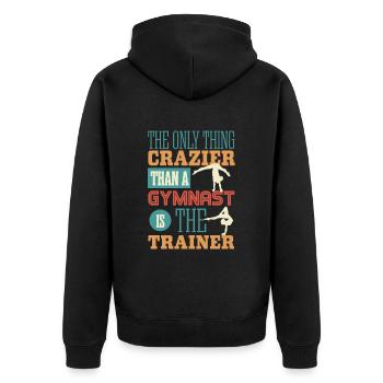 The coach is crazy, gymnastics - Unisex Premium Organic Zip Hoodie - black - Back - Nico (187cm)