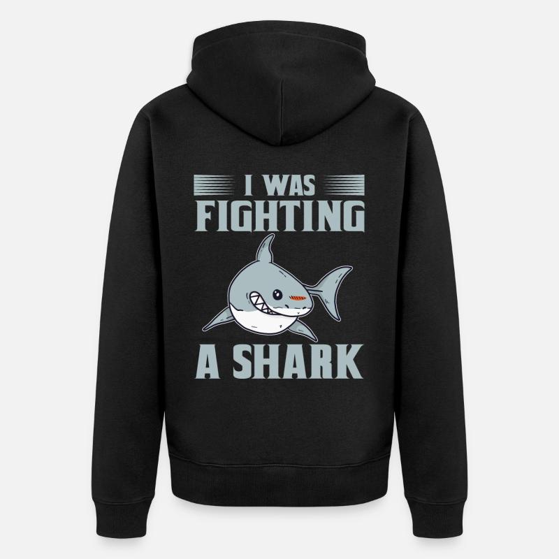 Grand requin requin-marteau blanc - Veste à capuche bio Premium Unisexe - noir