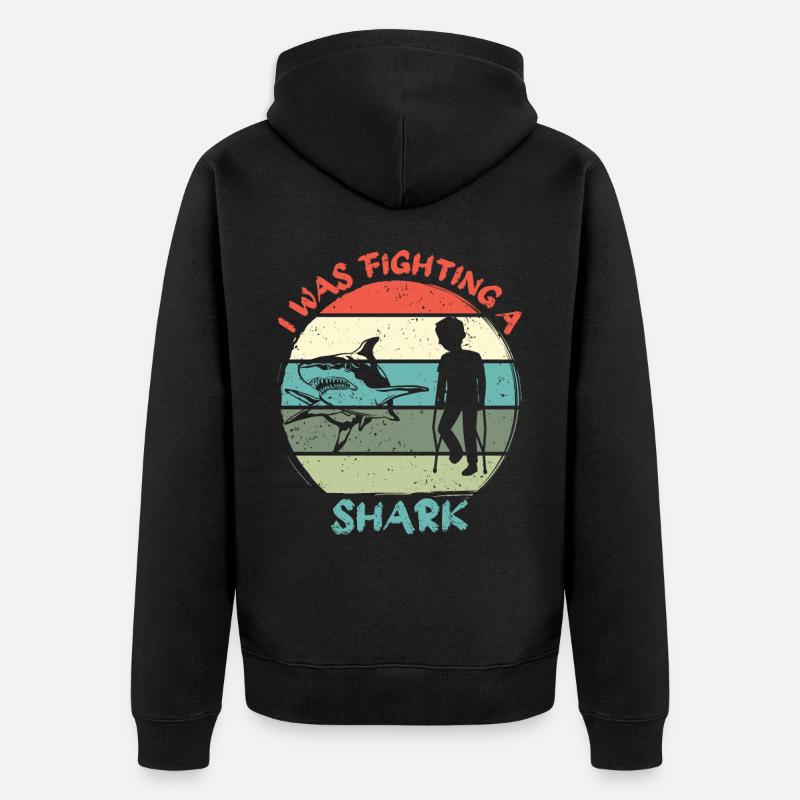 Grand requin requin-marteau blanc - Veste à capuche bio Premium Unisexe - noir