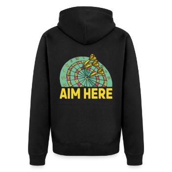 Herren Dart Spieler Score Alter Mann Hundred - Unisex Premium Bio Zip Hoodie - Schwarz - Hinten - Nico (187cm)
