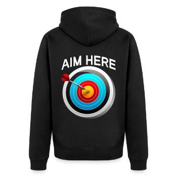 Herren Dart Spieler Score Alter Mann Hundred - Unisex Premium Bio Zip Hoodie - Schwarz - Hinten - Nico (187cm)