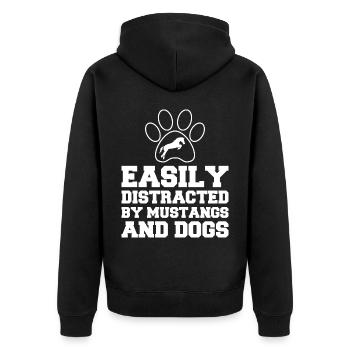 Hunde Pferde Pitbull Buldogge Terrier - Unisex Premium Bio Zip Hoodie - Schwarz - Hinten - Nico (187cm)
