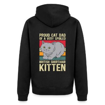 British Shorthair Papa Chat Cadeau - Veste à capuche bio Premium Unisexe - noir - Dos - Nico (187cm)