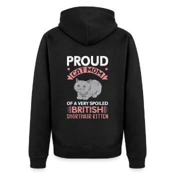 British Shorthair Mom Cats Cadeau - Veste à capuche bio Premium Unisexe - noir - Dos - Nico (187cm)