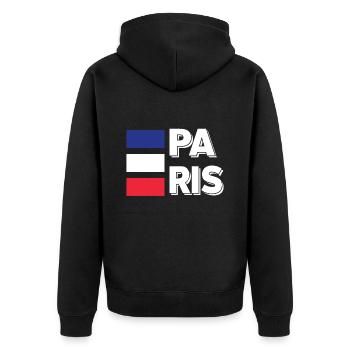 Paris in France French colours - Unisex Premium Organic Zip Hoodie - black - Back - Nico (187cm)