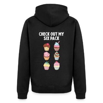 Muffin Sixpack Muffins süßes Gebäck - Unisex Premium Bio Zip Hoodie - Schwarz - Hinten - Nico (187cm)