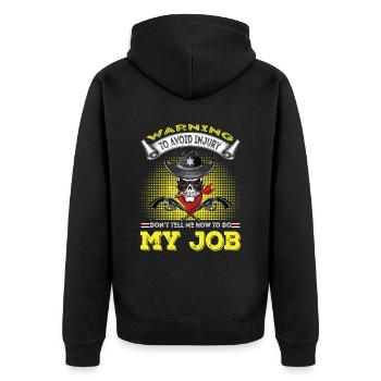 Warning Sheriff at work - Unisex Premium Organic Zip Hoodie - black - Back - Nico (187cm)