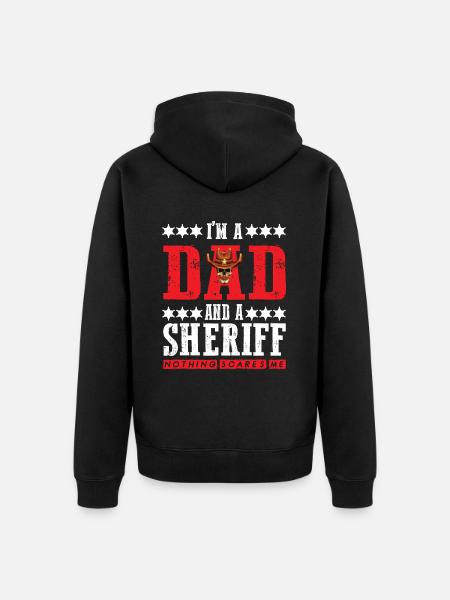 Sheriff Dad furchtlos mit Sheriffstern - Unisex Premium Bio Zip Hoodie - Schwarz