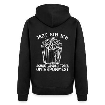 Pommes Frites Pommes Liebhaber Fast Food - Unisex Premium Bio Zip Hoodie - Schwarz - Hinten - Nico (187cm)