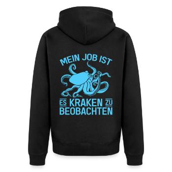 Meeresbiologe Kraken Meeresforscher Oktopus - Unisex Premium Bio Zip Hoodie - Schwarz - Hinten - Nico (187cm)
