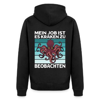 Meeresbiologe Kraken Meeresforscher Oktopus - Unisex Premium Bio Zip Hoodie - Schwarz - Hinten - Nico (187cm)