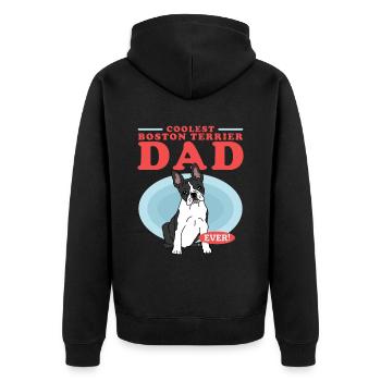Boston Terrier Dad Hunde Hundebesitzer Geschenk - Unisex Premium Bio Zip Hoodie - Schwarz - Hinten - Nico (187cm)