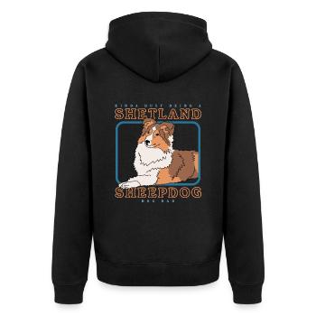 Shetland Sheepdog Dad Sheltie Hunde Geschenk - Unisex Premium Bio Zip Hoodie - Schwarz - Hinten - Nico (187cm)