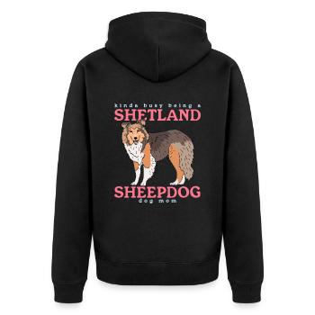 Maman Berger des Shetland | Cadeau de chien Sheltie - Veste à capuche bio Premium Unisexe - noir - Dos - Nico (187cm)