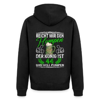 Reicht Mir Das Bier Ihr Narren - 44. Geburtstag - Unisex Premium Bio Zip Hoodie - Schwarz - Hinten - Nico (187cm)