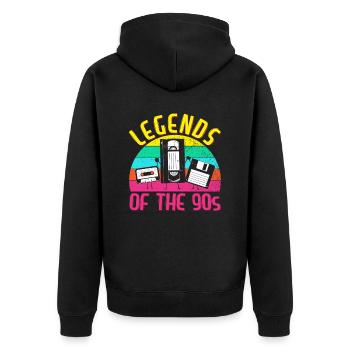 90er Jahre Outfit Party 90s Mottoparty Kassette - Unisex Premium Bio Zip Hoodie - Schwarz - Hinten - Nico (187cm)