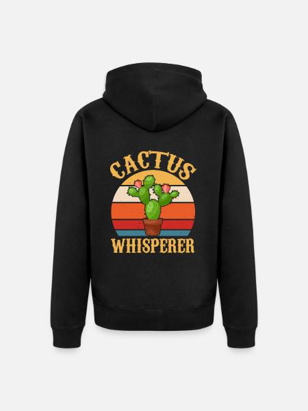 Cactus Whisperer - Western Sugaro Flowers - Unisex Premium Organic Zip Hoodie - black