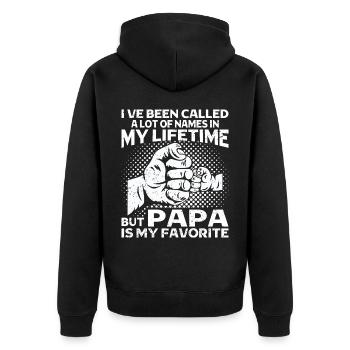 Père Enfant Fête des Pères Papa Cadeau - Veste à capuche bio Premium Unisexe - noir - Dos - Nico (187cm)