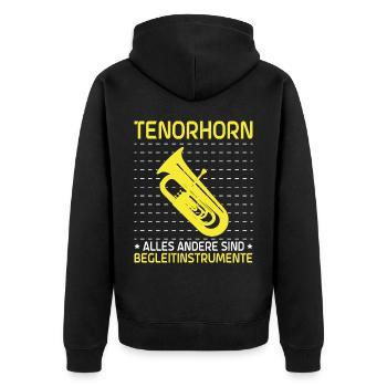 Tenorhorn Blechblasinstrument Musikinstrument - Unisex Premium Bio Zip Hoodie - Schwarz - Hinten - Nico (187cm)
