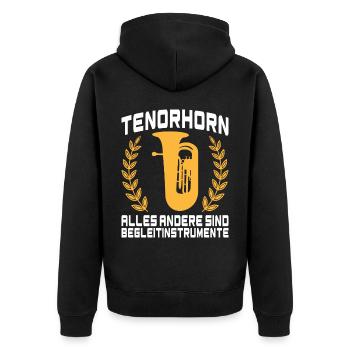 Tenorhorn Blechblasinstrument Musikinstrument - Unisex Premium Bio Zip Hoodie - Schwarz - Hinten - Nico (187cm)