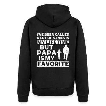 Père Enfant Fête des Pères Papa Cadeau - Veste à capuche bio Premium Unisexe - noir - Dos - Nico (187cm)