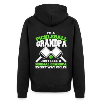 Pickleball Opa Pickleball Spieler - Unisex Premium Bio Zip Hoodie - Schwarz - Hinten - Nico (187cm)