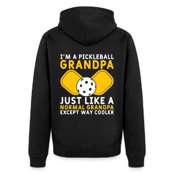 Pickleball Opa Pickleball Spieler - Unisex Premium Bio Zip Hoodie - Schwarz - Hinten - Nico (187cm)
