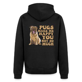 Mops Möpse Pugs Hundeliebhaber - Unisex Premium Bio Zip Hoodie - Schwarz - Hinten - Nico (187cm)