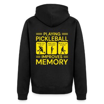 Pickleball Opa Pickleball Spieler - Unisex Premium Bio Zip Hoodie - Schwarz - Hinten - Nico (187cm)