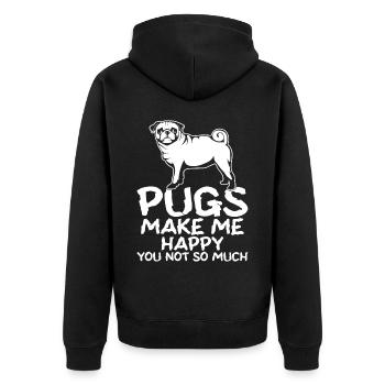 Mops Möpse Pugs Hundeliebhaber - Unisex Premium Bio Zip Hoodie - Schwarz - Hinten - Nico (187cm)