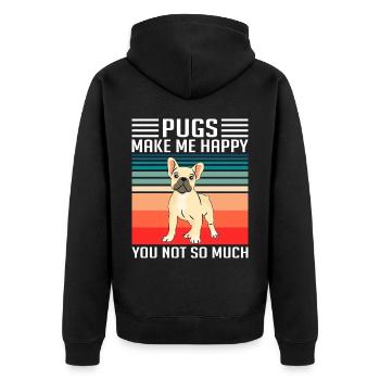 Mops Möpse Pugs Hundeliebhaber - Unisex Premium Bio Zip Hoodie - Schwarz - Hinten - Nico (187cm)