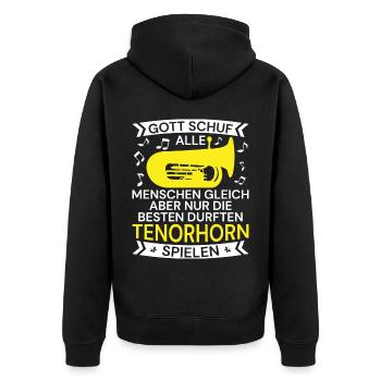 Tenorhorn Blechblasinstrument Musikinstrument - Unisex Premium Bio Zip Hoodie - Schwarz - Hinten - Nico (187cm)