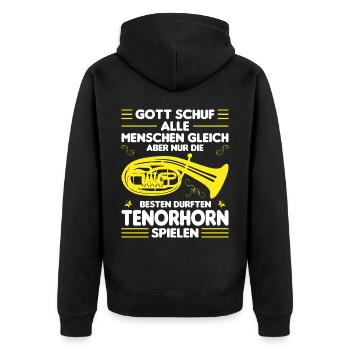Tenorhorn Blechblasinstrument Musikinstrument - Unisex Premium Bio Zip Hoodie - Schwarz - Hinten - Nico (187cm)