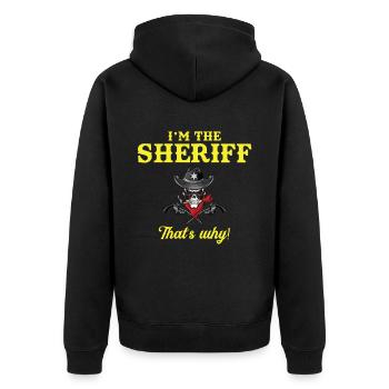 Je suis un shérif avec l’étoile du shérif et le revolver - Veste à capuche bio Premium Unisexe - noir - Dos - Nico (187cm)