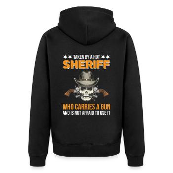 Shérif avec revolver Badge Sheriffstern - Veste à capuche bio Premium Unisexe - noir - Dos - Nico (187cm)