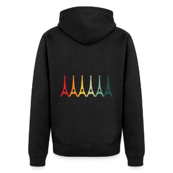 Eiffel Tower Paris Retro France Skyline - Unisex Premium Organic Zip Hoodie - black - Back - Nico (187cm)