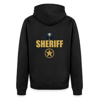Sheriff Police Sheriffstern Badge - Unisex Premium Organic Zip Hoodie - black - Back - Nico (187cm)