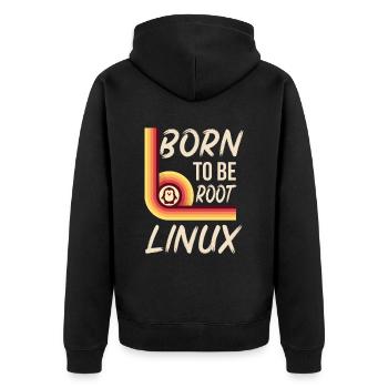 Linux Né pour être root Retro Admin Nerd Geek - Veste à capuche bio Premium Unisexe - noir - Dos - Nico (187cm)
