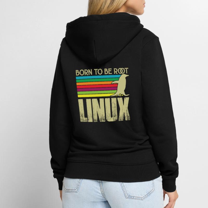 Linux Born to be root Admin Linux Unisex Premium Organic Zip Hoodie